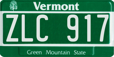 VT license plate ZLC917