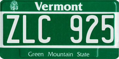 VT license plate ZLC925