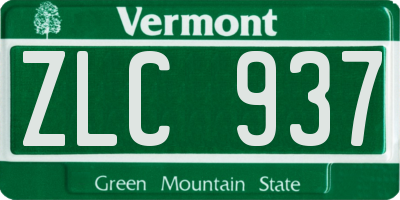 VT license plate ZLC937