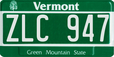 VT license plate ZLC947