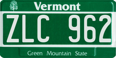 VT license plate ZLC962