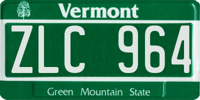 VT license plate ZLC964