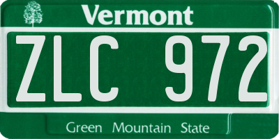 VT license plate ZLC972
