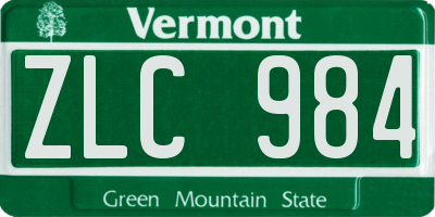 VT license plate ZLC984