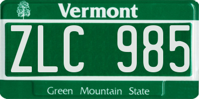 VT license plate ZLC985