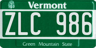 VT license plate ZLC986