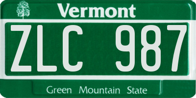 VT license plate ZLC987