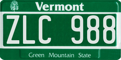 VT license plate ZLC988