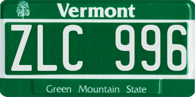VT license plate ZLC996