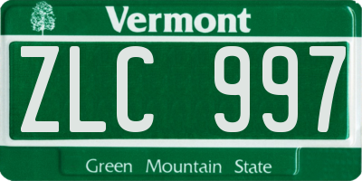 VT license plate ZLC997