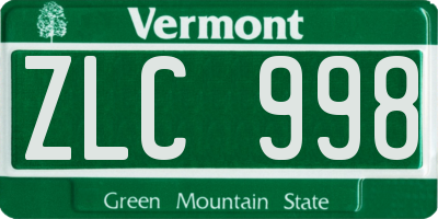 VT license plate ZLC998