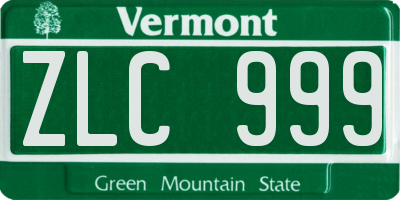 VT license plate ZLC999