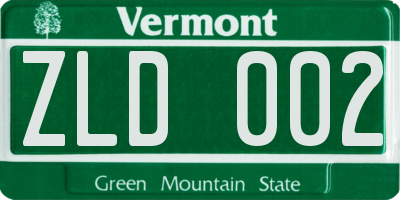 VT license plate ZLD002