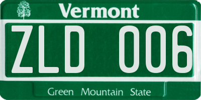 VT license plate ZLD006