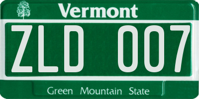VT license plate ZLD007