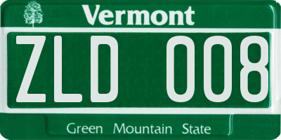 VT license plate ZLD008