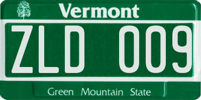 VT license plate ZLD009