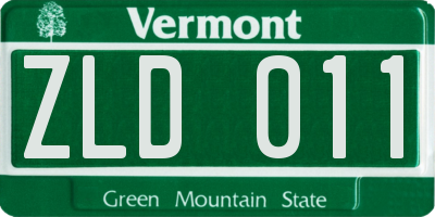 VT license plate ZLD011