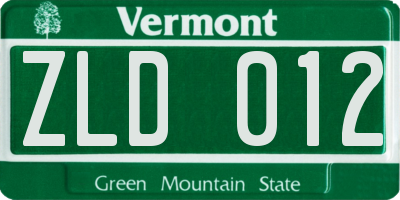 VT license plate ZLD012