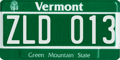 VT license plate ZLD013