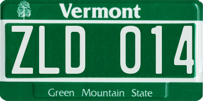 VT license plate ZLD014