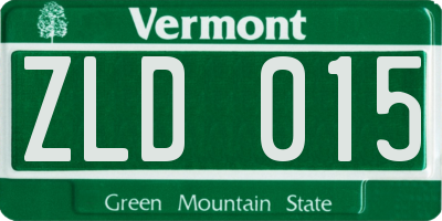 VT license plate ZLD015