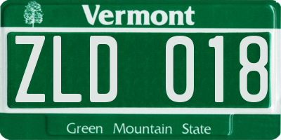 VT license plate ZLD018