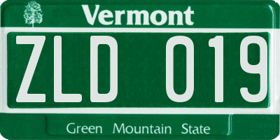 VT license plate ZLD019