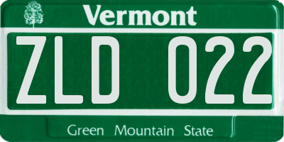 VT license plate ZLD022