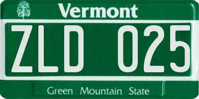 VT license plate ZLD025