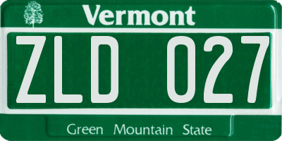 VT license plate ZLD027