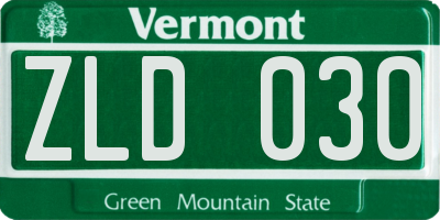 VT license plate ZLD030