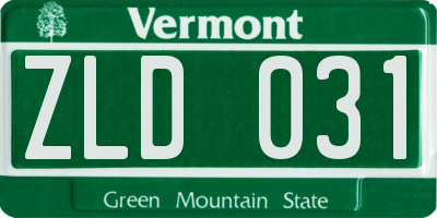 VT license plate ZLD031