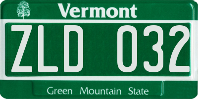 VT license plate ZLD032