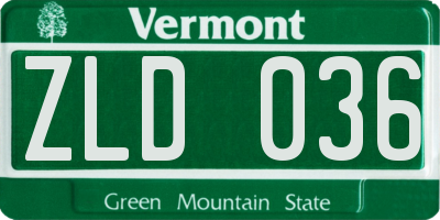 VT license plate ZLD036
