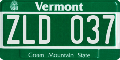 VT license plate ZLD037