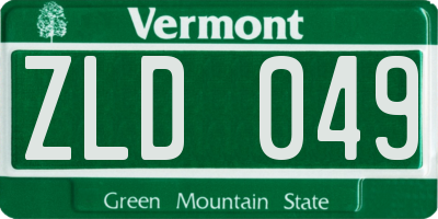 VT license plate ZLD049