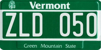 VT license plate ZLD050