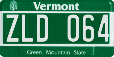 VT license plate ZLD064