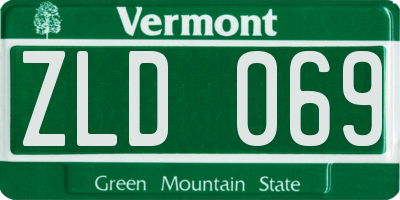 VT license plate ZLD069