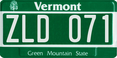 VT license plate ZLD071