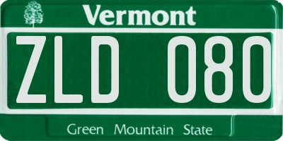 VT license plate ZLD080