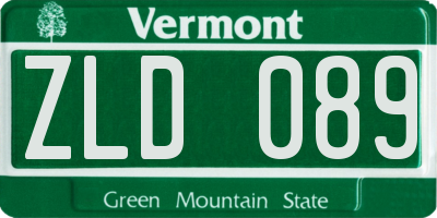 VT license plate ZLD089