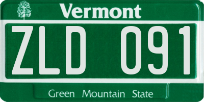 VT license plate ZLD091