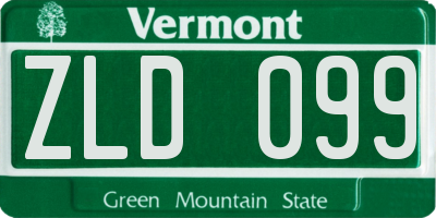 VT license plate ZLD099