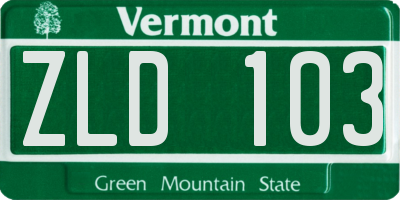 VT license plate ZLD103