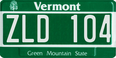 VT license plate ZLD104