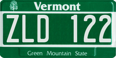 VT license plate ZLD122
