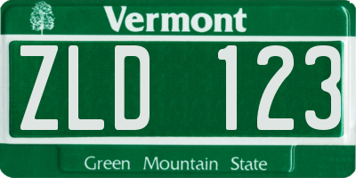 VT license plate ZLD123