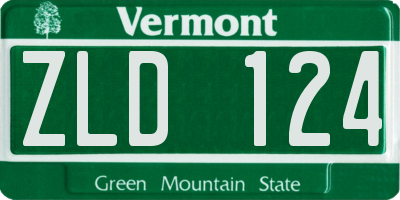 VT license plate ZLD124
